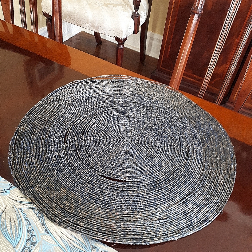 Vintage blue beaded 13 1/4 in placemats
